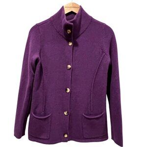 Eileen Fisher Wool Cashmere Button Cardigan, Purple, S